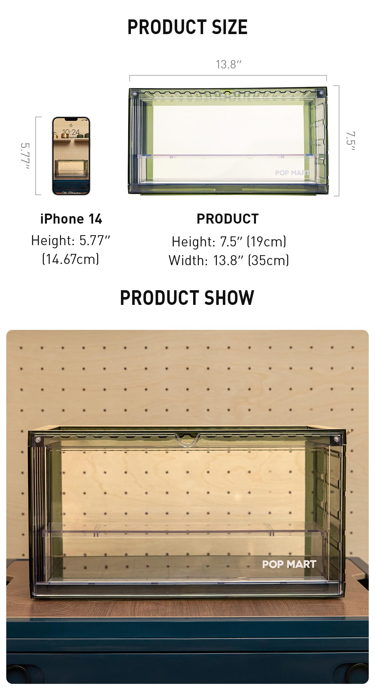 POP MART Assembled Display Container (Transparent Green)