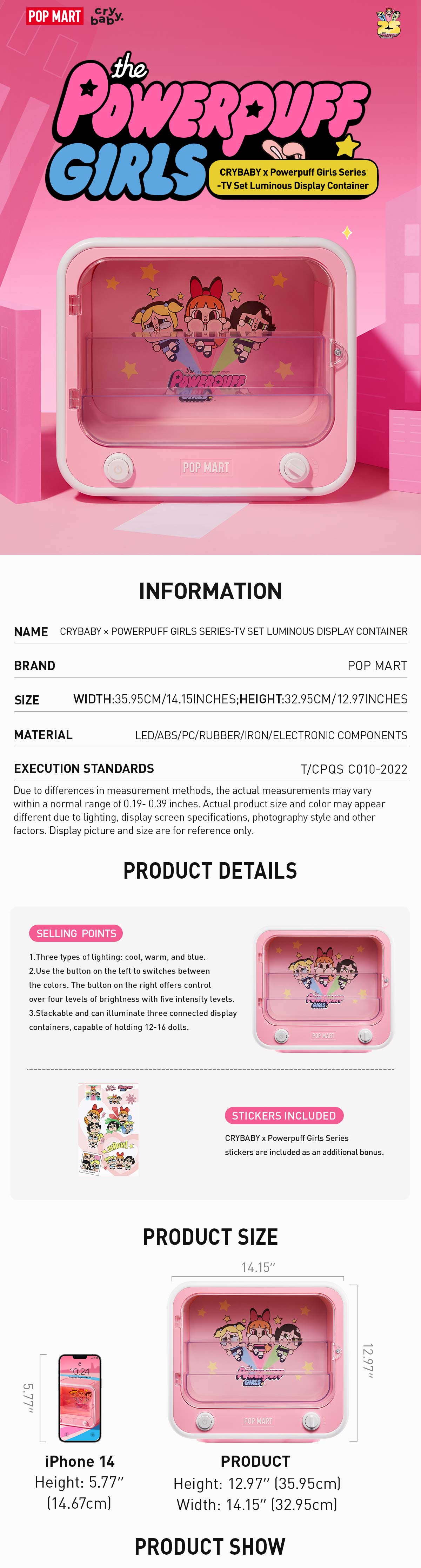  CRYBABY × Powerpuff Girls Series-TV Set Luminous Display Container