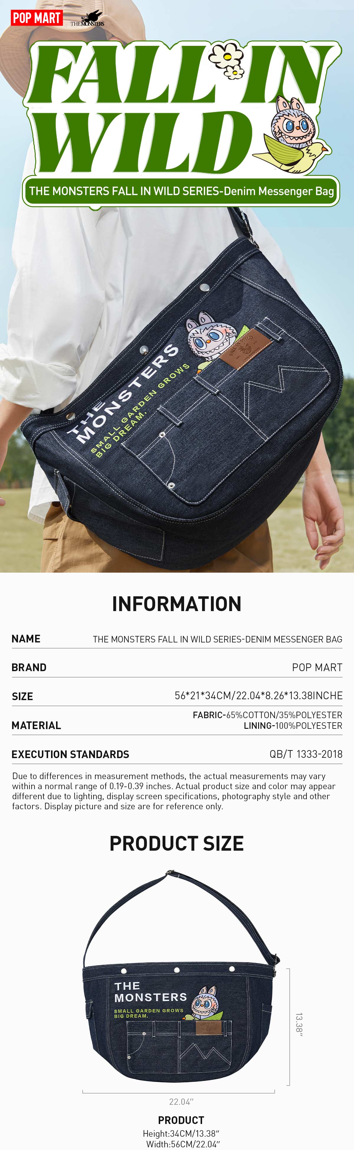  THE MONSTERS FALL IN WILD SERIES-Denim Messenger Bag