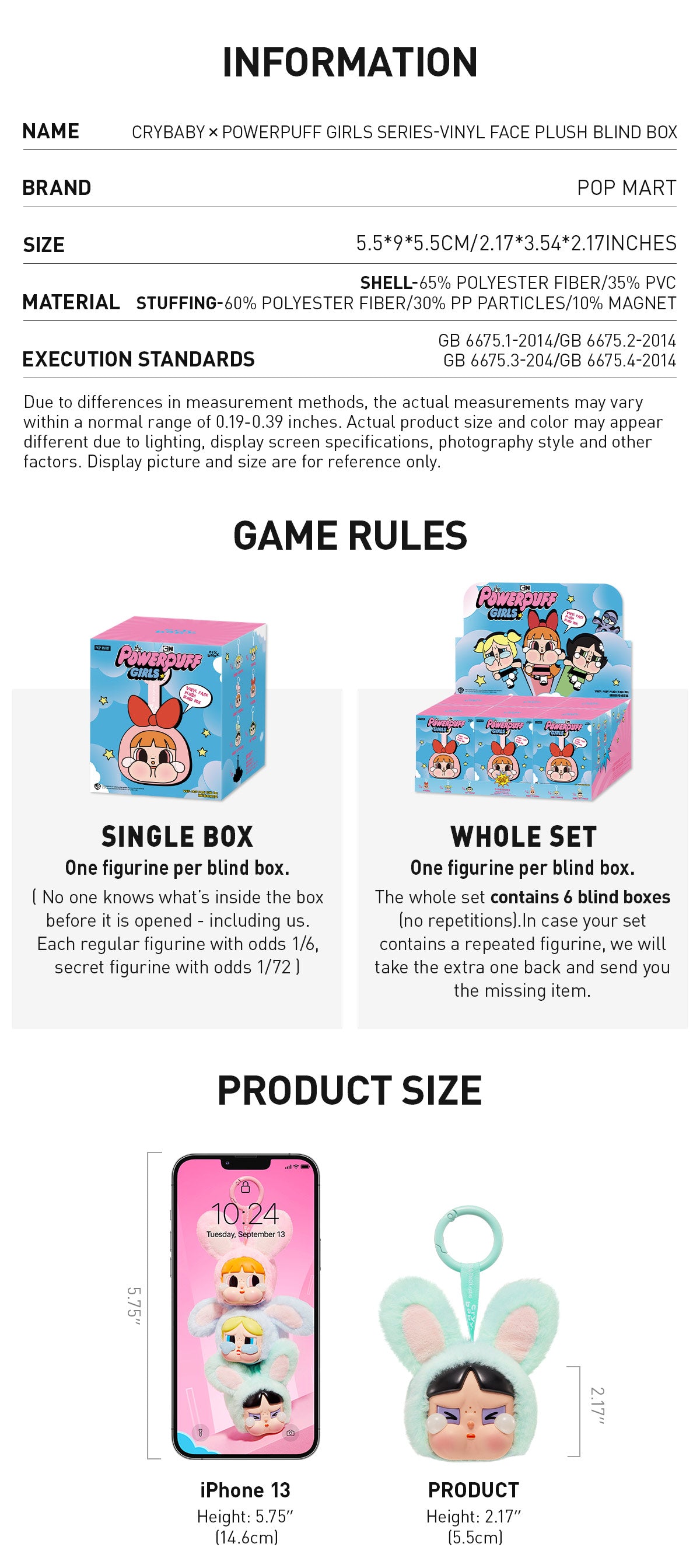  CRYBABY × Powerpuff Girls Series-Vinyl Face Plush Blind Box
