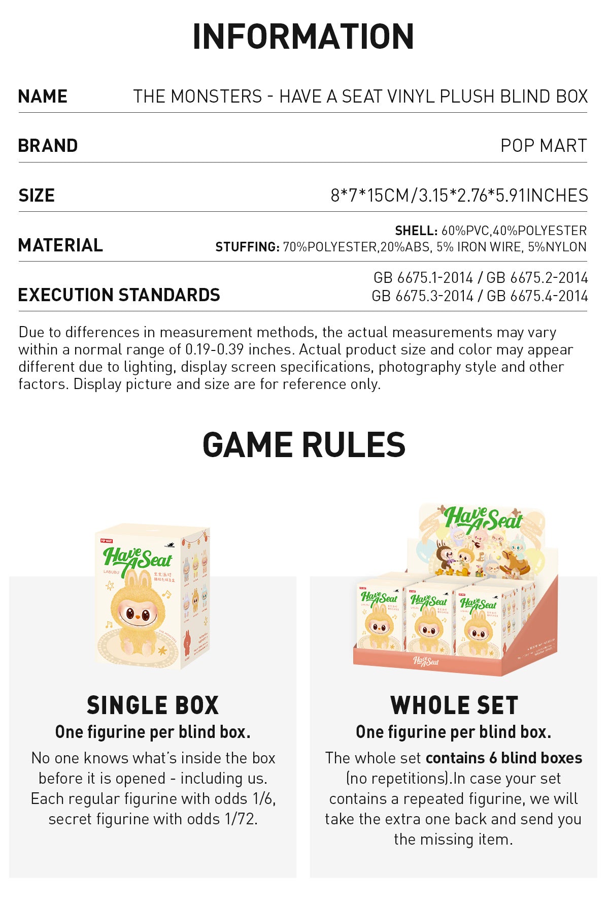  THE MONSTERS - Have A Seat Vinyl Plush Blind Box