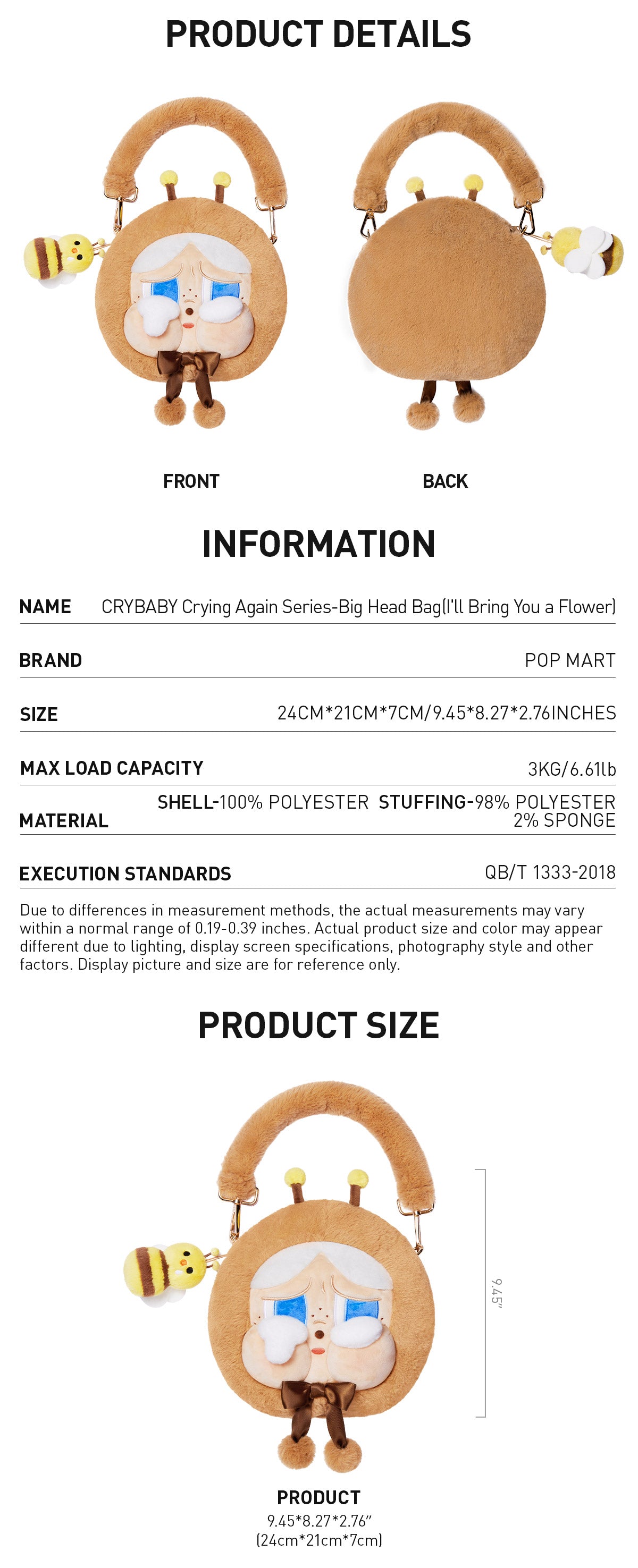  CRYBABY Crying Again Series-Big Head Bag(I'll Bring You A Flower)
