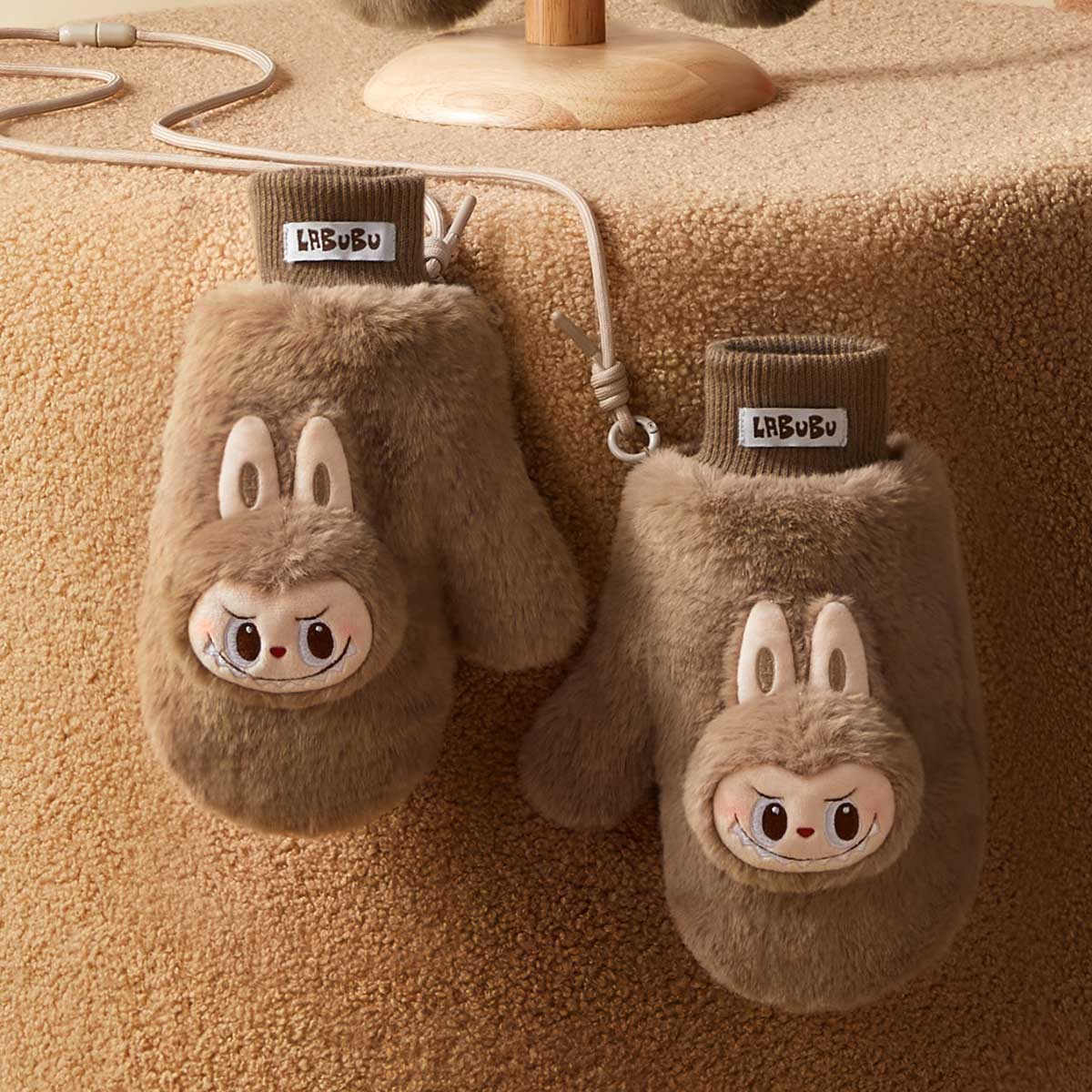  Warm Fluffy Holiday Series- LABUBU Plush Gloves