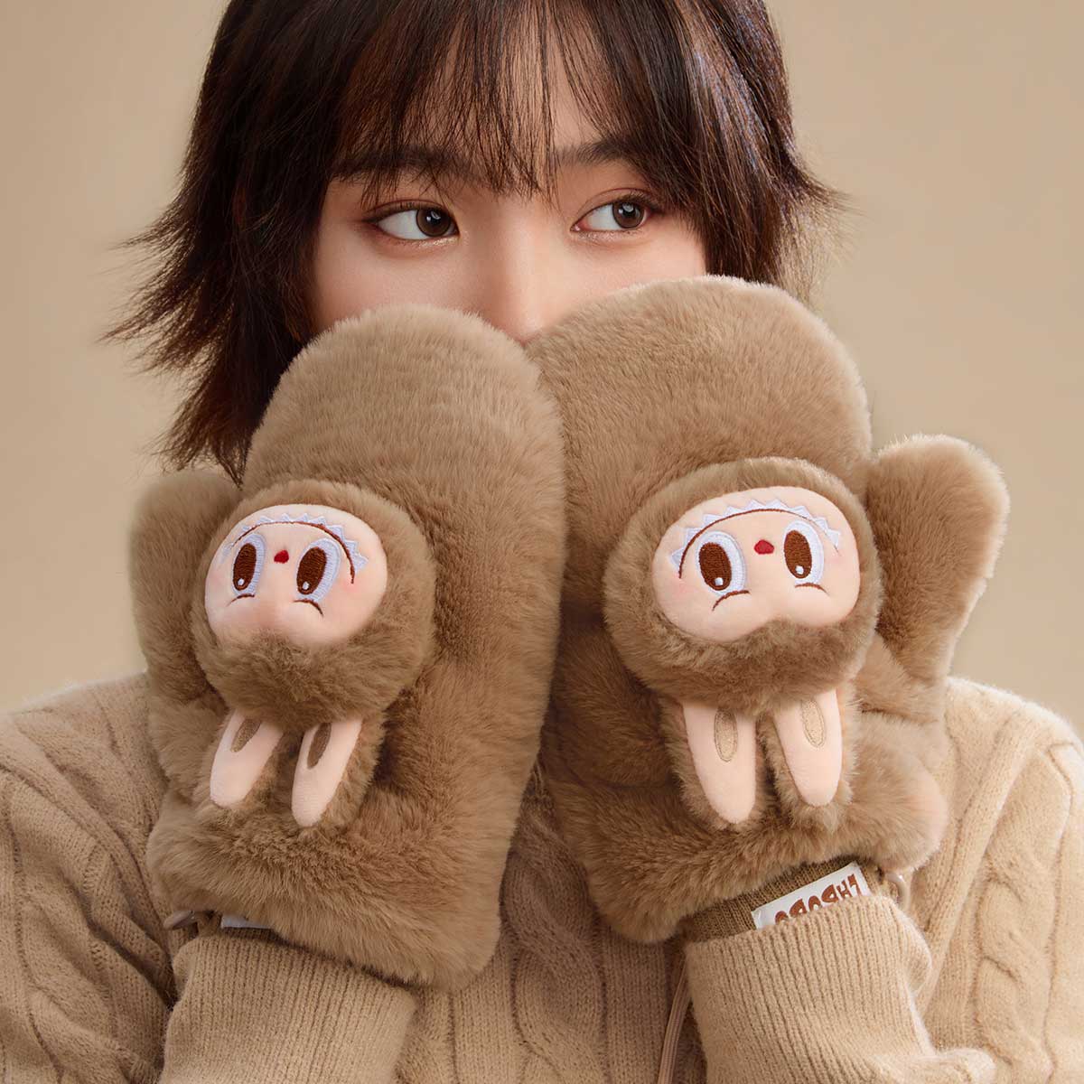  Warm Fluffy Holiday Series- LABUBU Plush Gloves