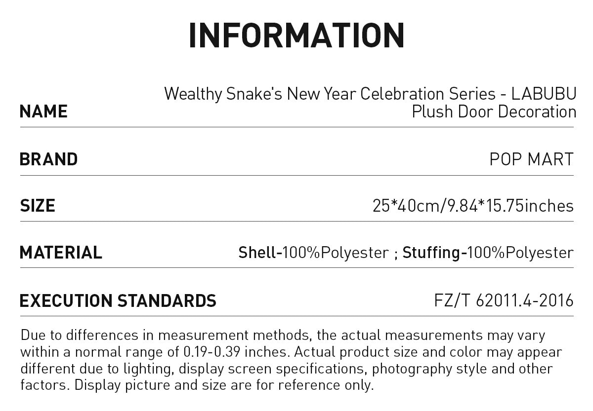  Wealthy Snake's New Year Celebration Series-LABUBU Plush Door Decoration