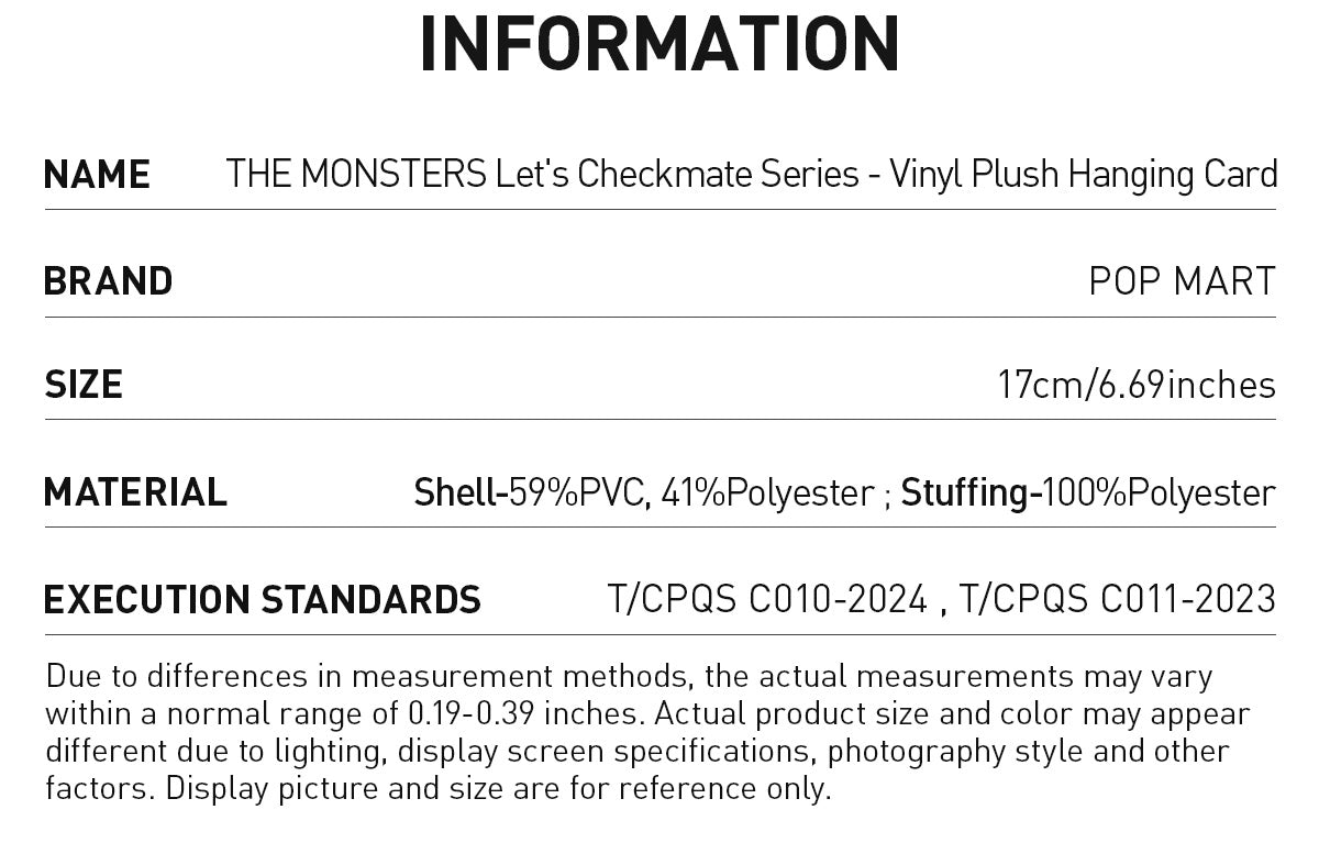  THE MONSTERS Let's Checkmate Series-Vinyl Plush Hanging Card
