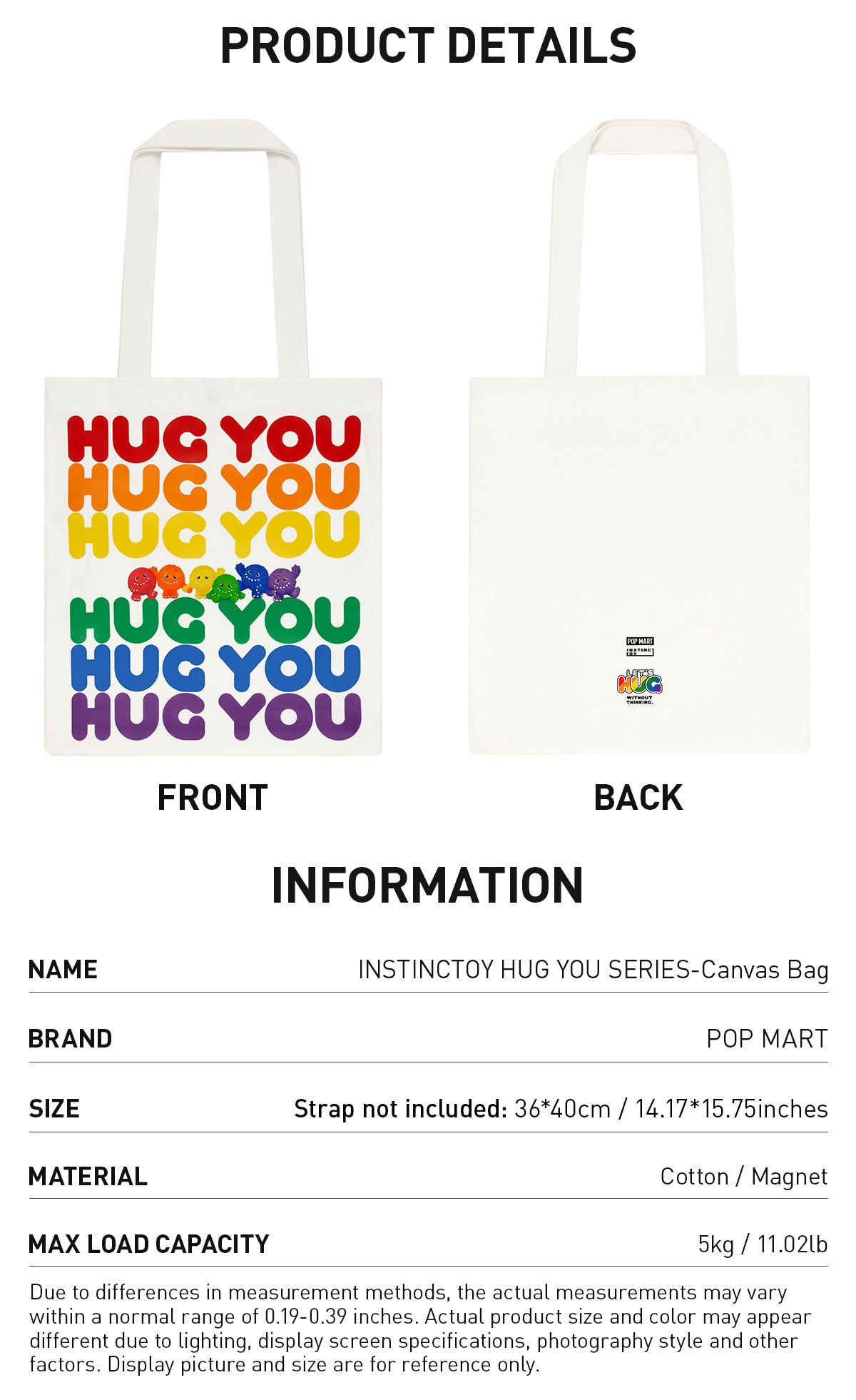  INSTINCTOY HUG YOU SERIES-Canvas Bag