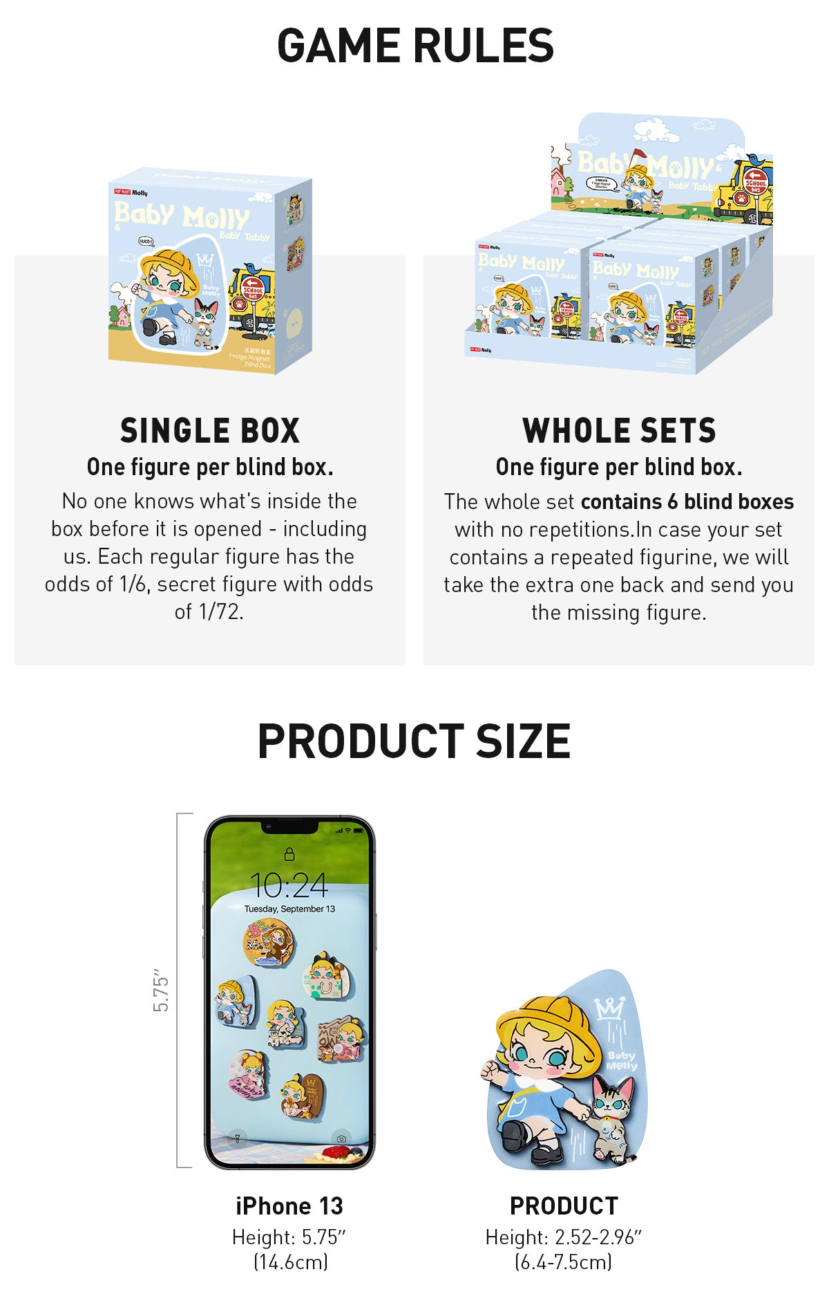  Baby Molly & Baby Tabby Series-Fridge Magnet Blind Box