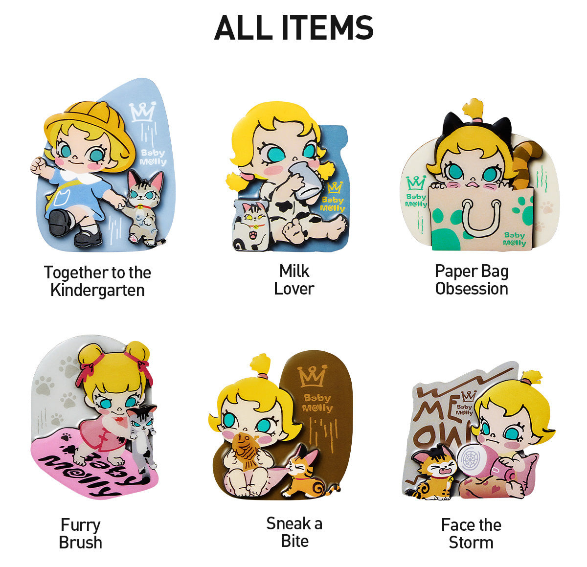  Baby Molly & Baby Tabby Series-Fridge Magnet Blind Box