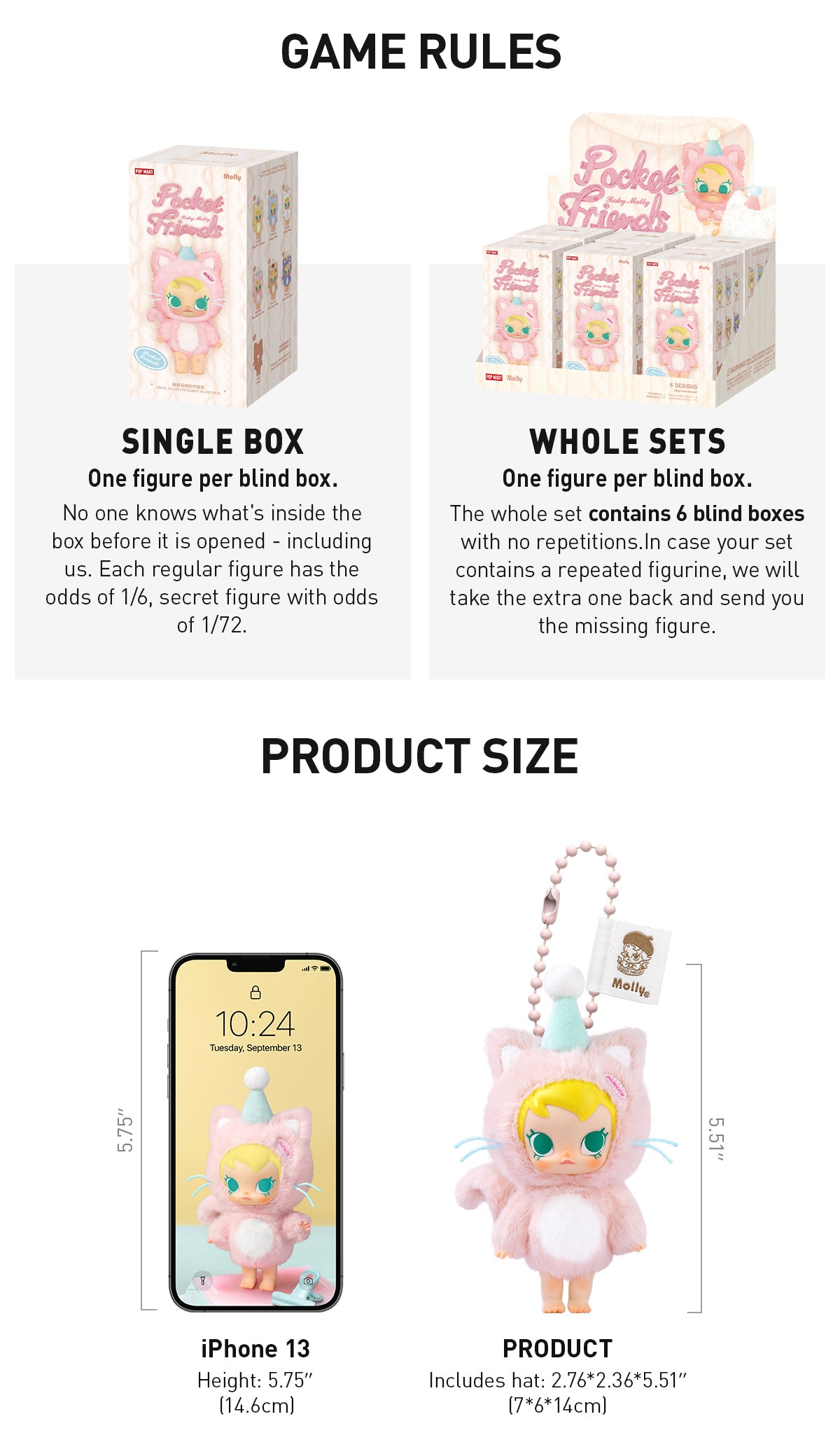  Baby Molly Pocket Friends Series-Vinyl Plush Pendant Blind Box